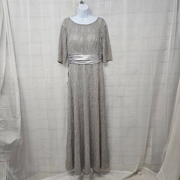 NWT Ever Pretty Dress Floral Lace Gray Satin Maxi Whimsigoth  12 - Picture 15 of 15